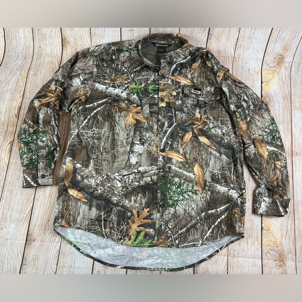 Mens Banded Camo RealTree Edge Hunting Button Shirt Size XL Tall